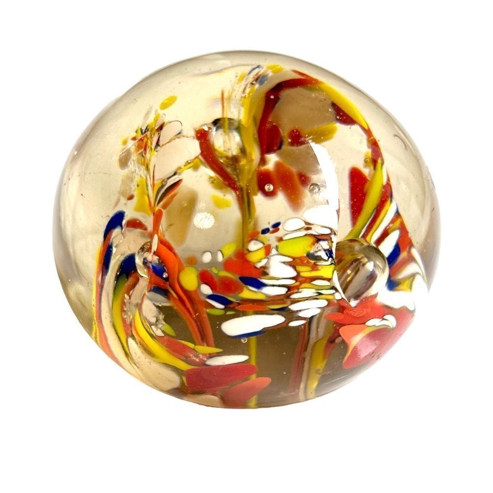 VTG Hand blown Art Glass Paperweight MCM Boho 106